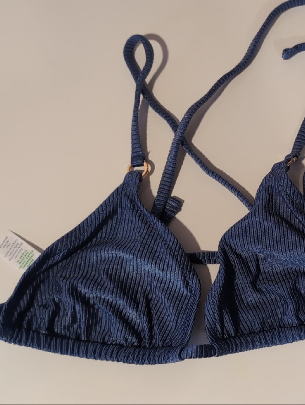 aerie Navy Ribbed Triangle Bralette